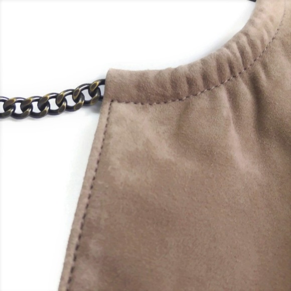 W by Worth Genuine Tan Suede Leather Sheath Dress Chain Zip Pockets Lined XS - Picture 5 of 8